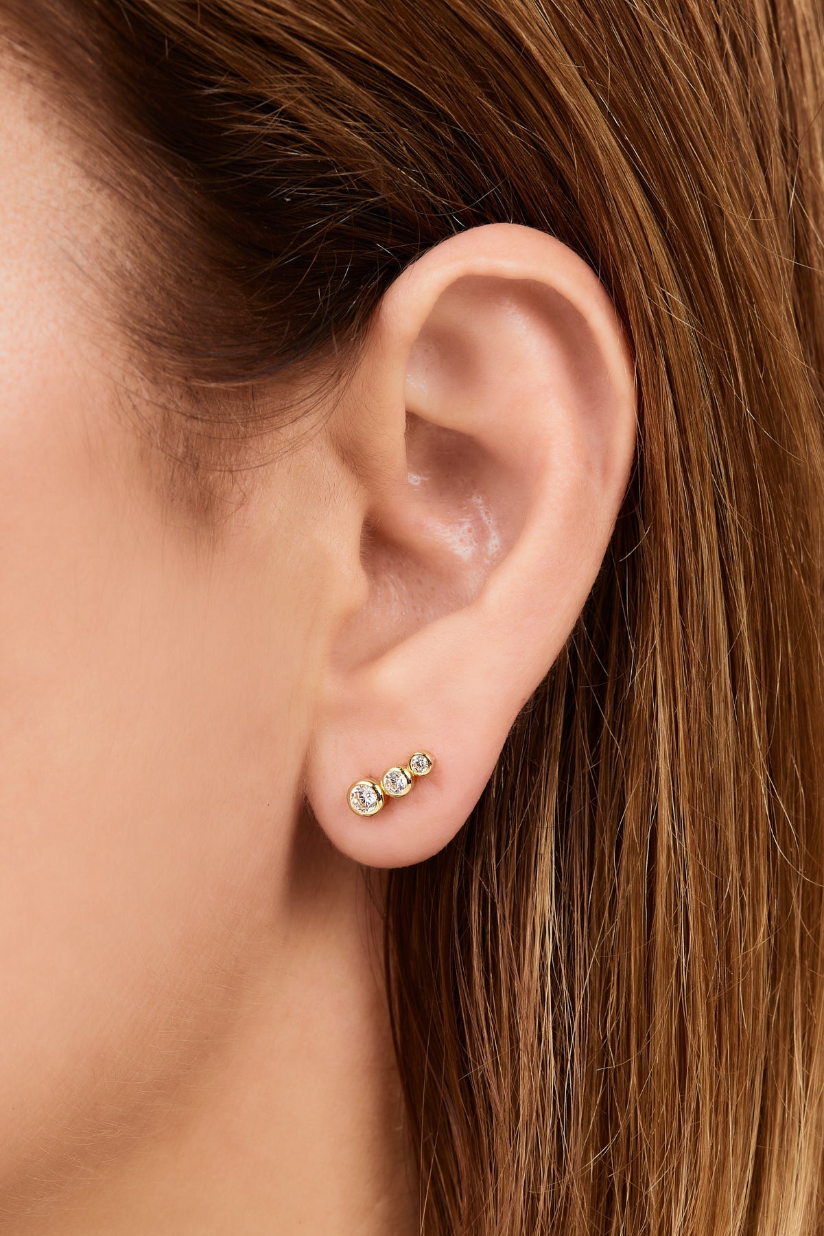 Single earring Lola mini croissant gold vermeil stud earring