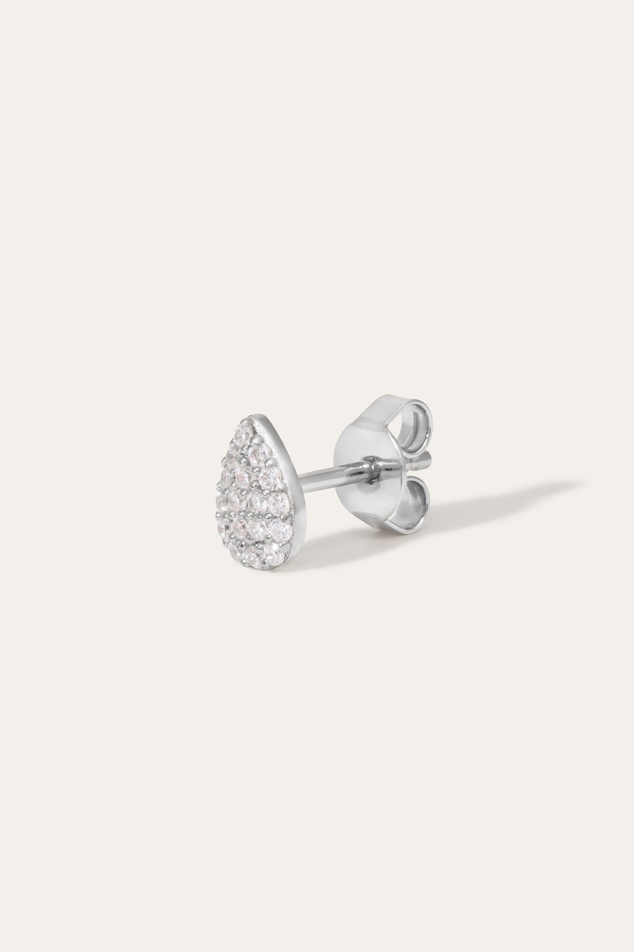 Lacrima Pave Silver Stud Earring