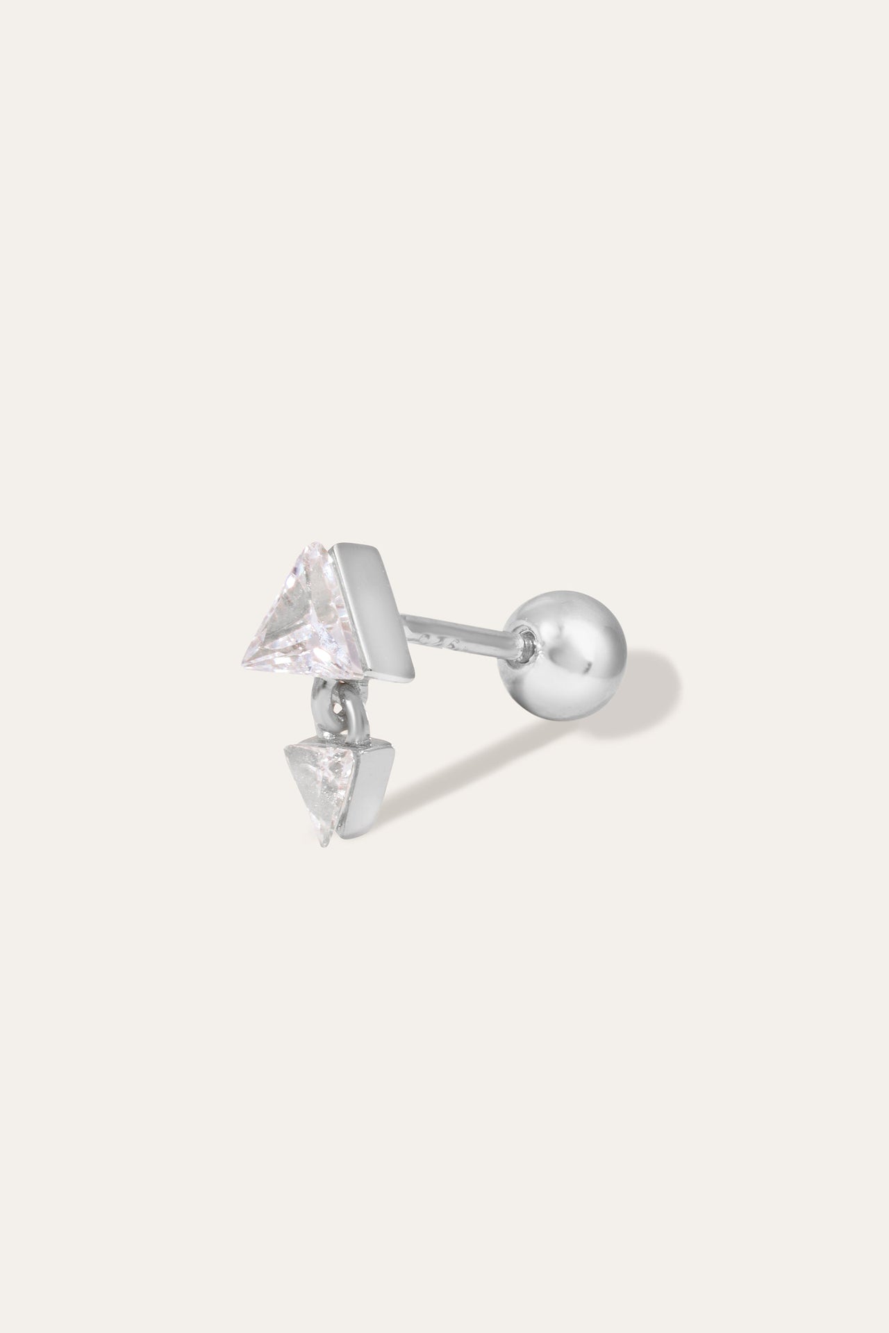 Floating Pyramid Silver Stud Earring (ball screw)