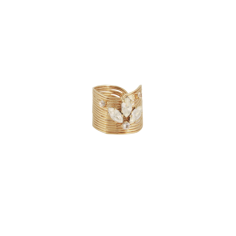 Wave strass ring gold