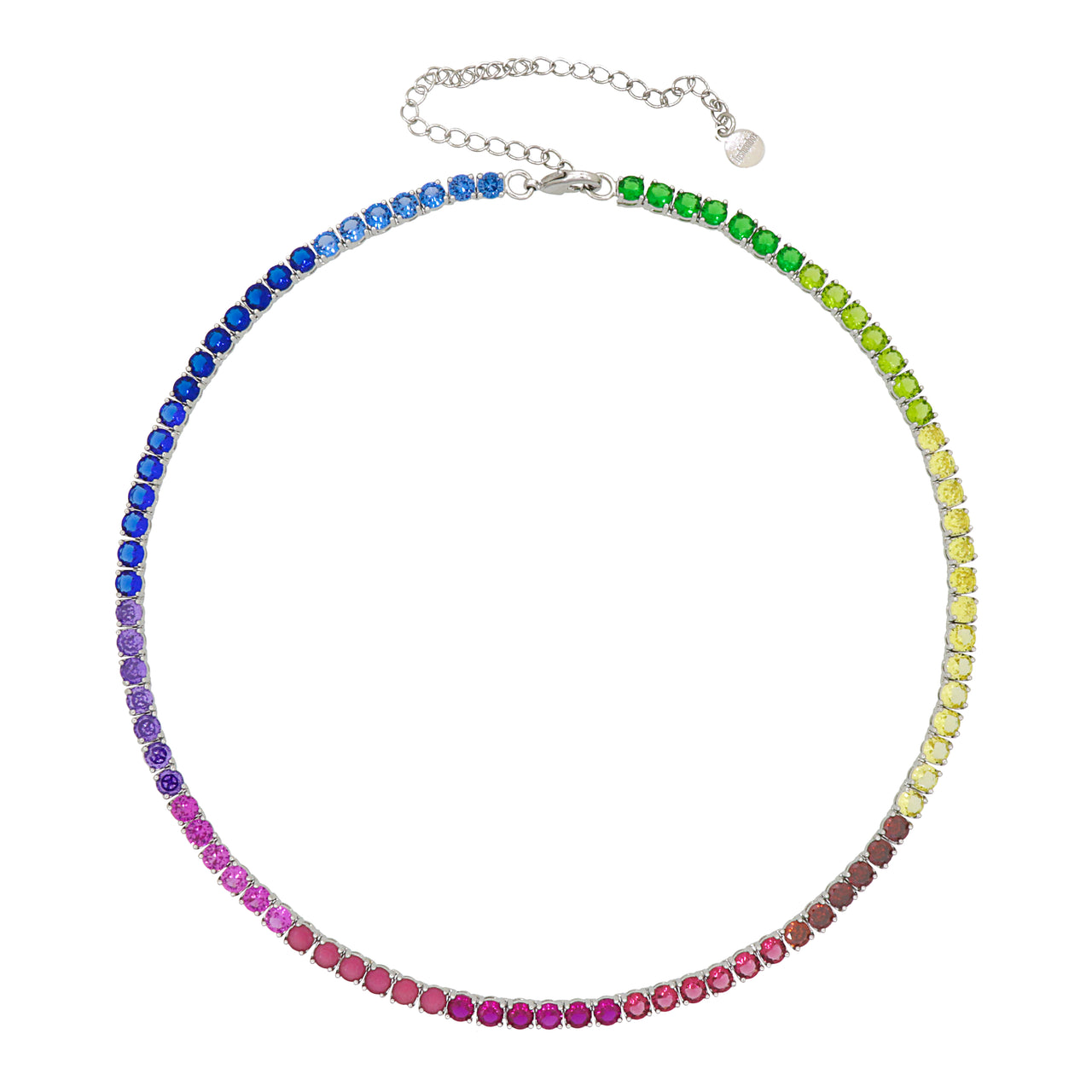 Gigi Tennis Necklace Rainbow 4mm Silver