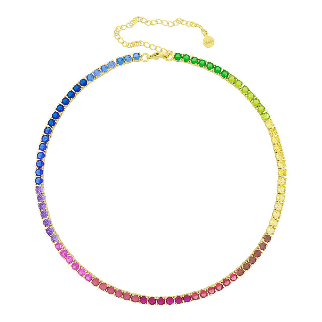 Gigi Tennis Necklace Rainbow 4mm Gold