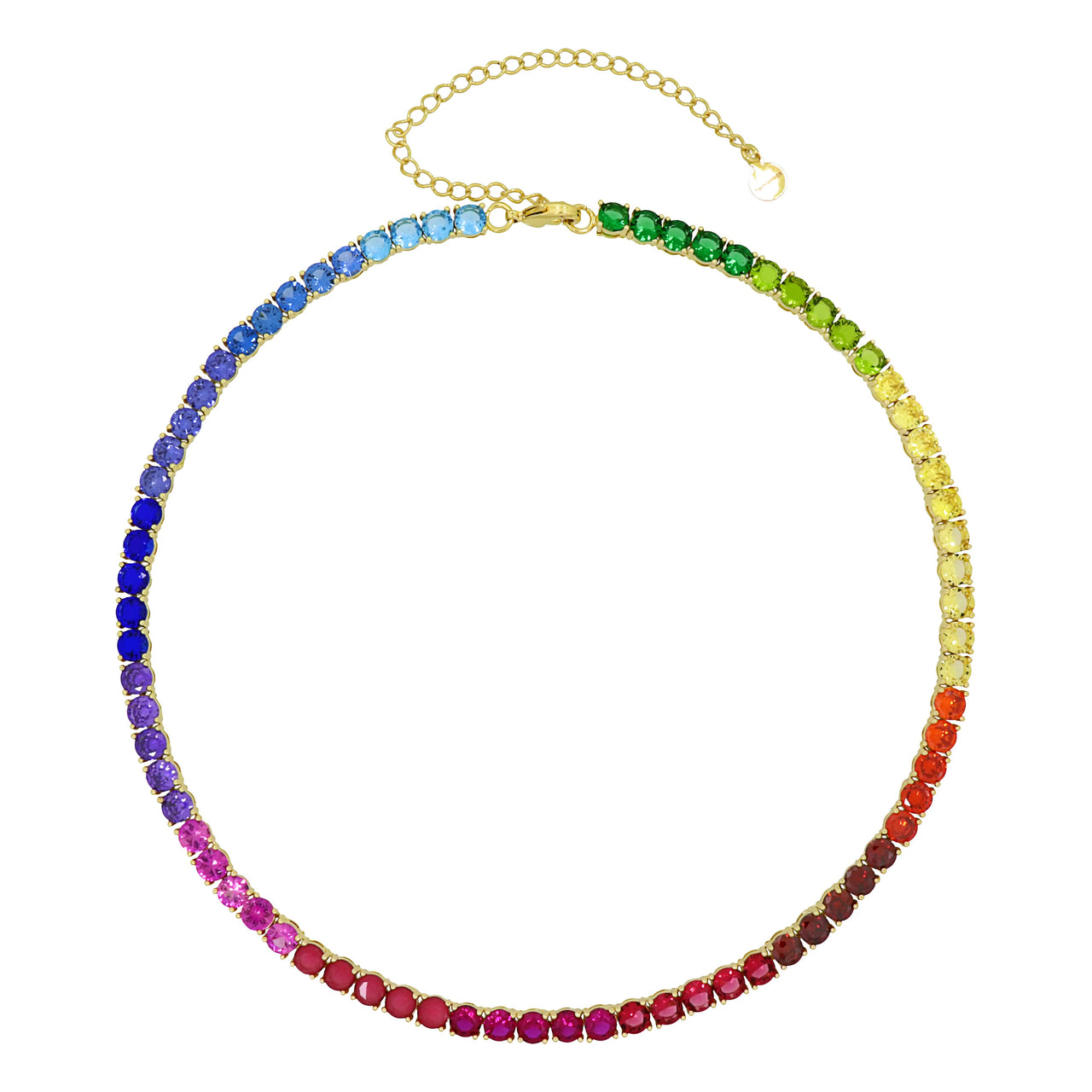 Gigi Tennis Necklace Rainbow Gold 5mm Gold