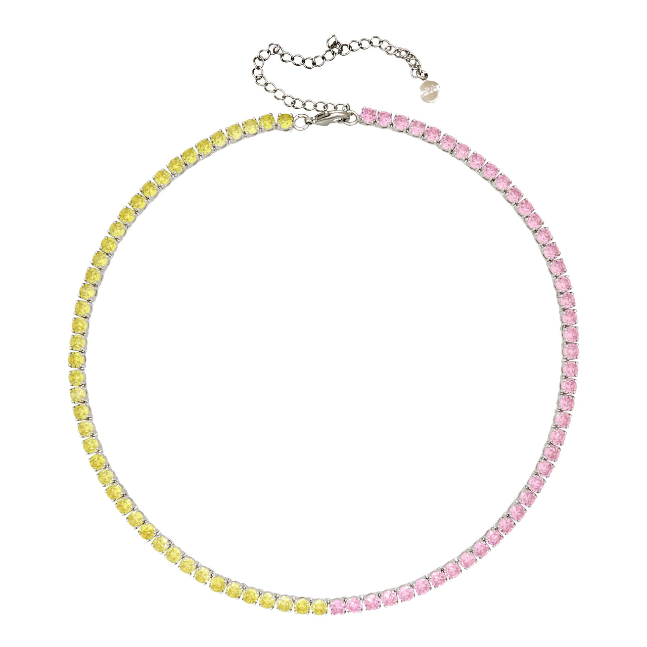 Gigi Tennis Necklace Bicolore Yellow/Pink/Silver 4mm