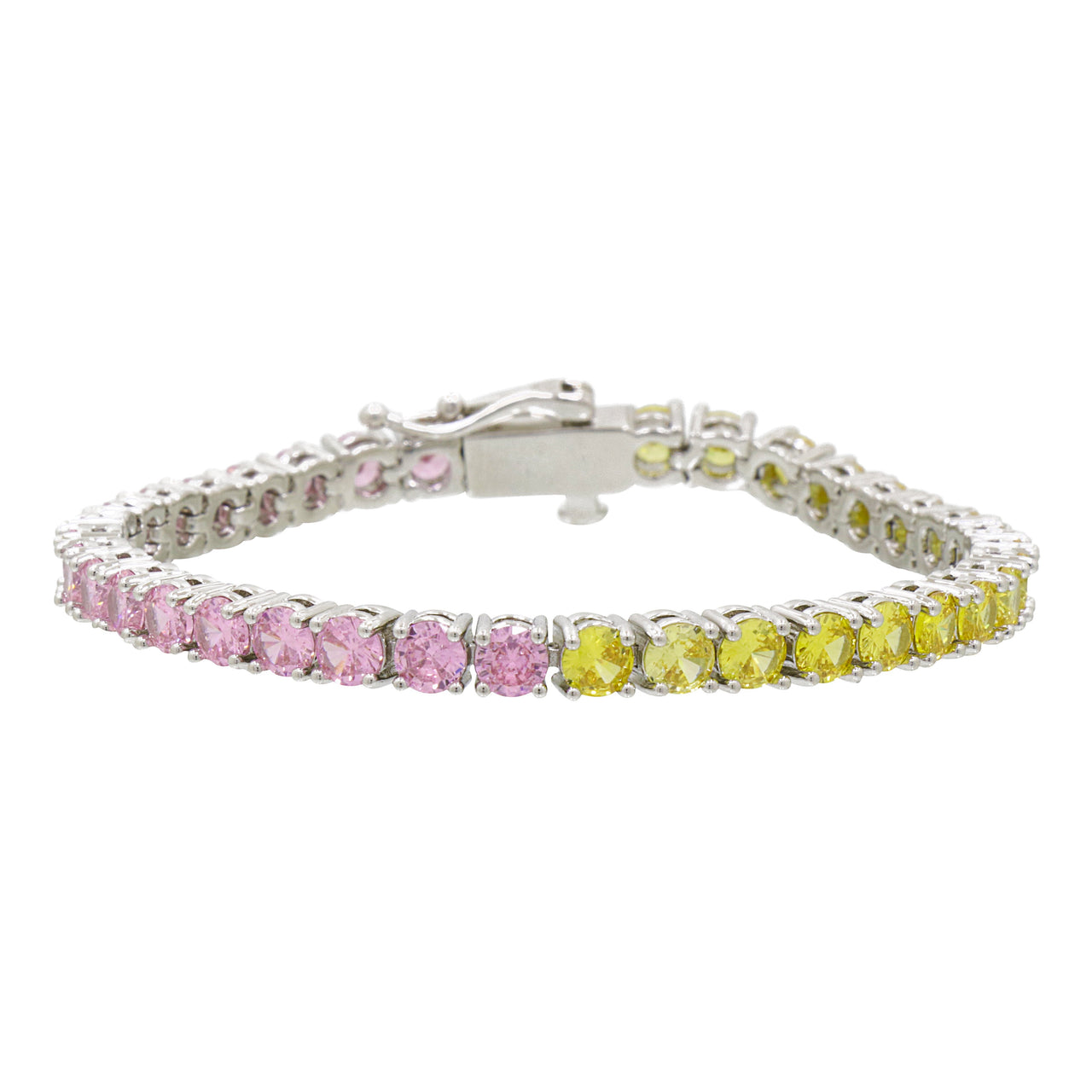 Gigi Tennis Bracelet Bicolore Yellow/Pink/Silver 4mm