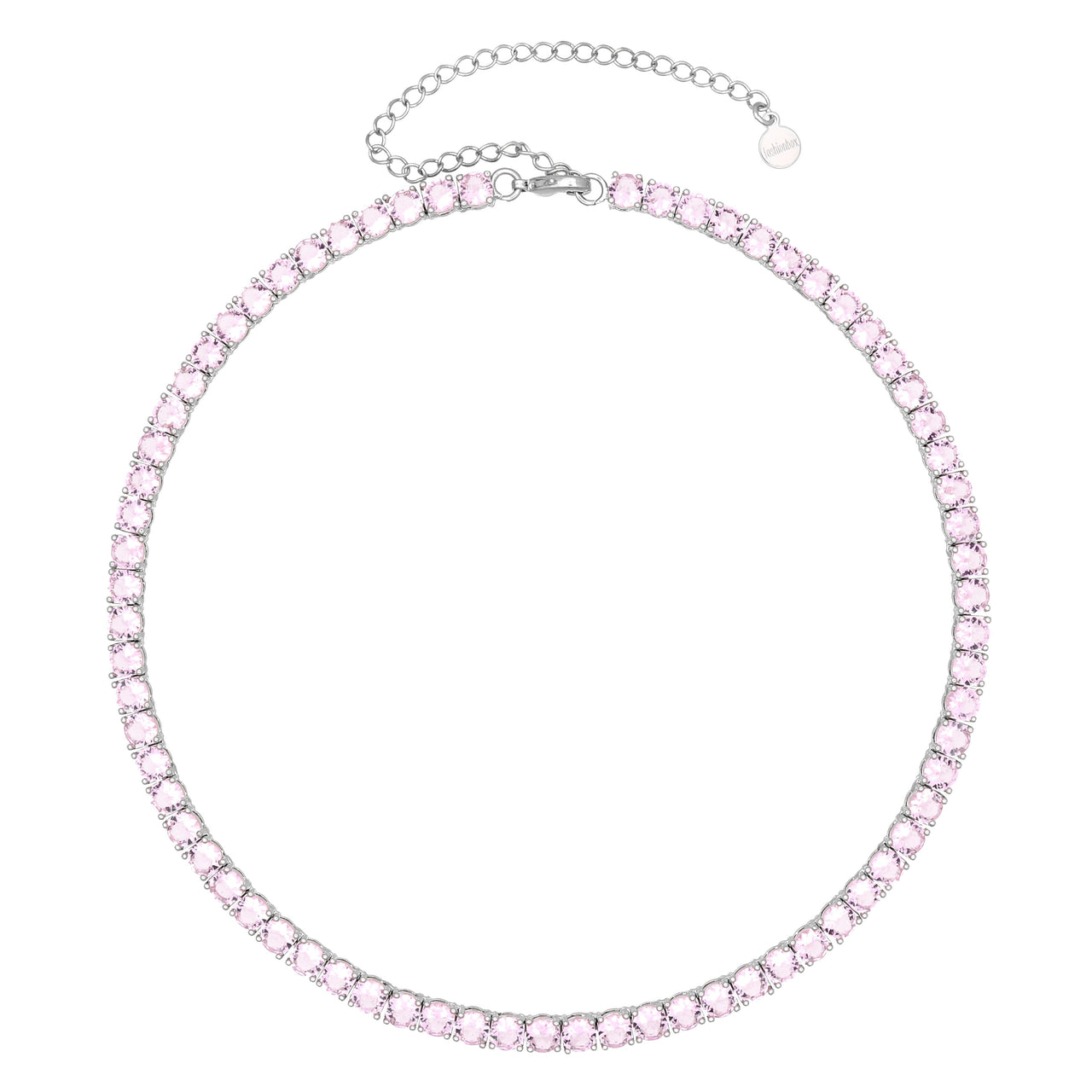 Gigi Tennis Necklace Light Pink Silver, 5mm