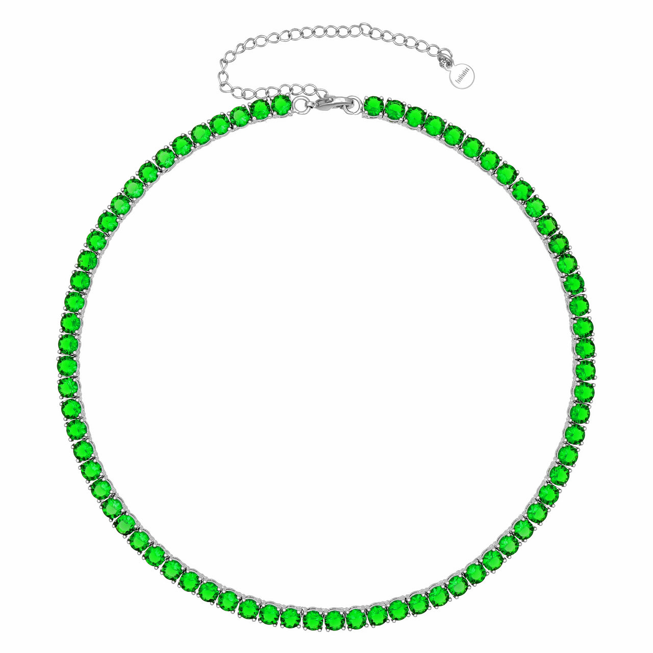 Gigi Tennis Necklace Emerald Silver 5mm