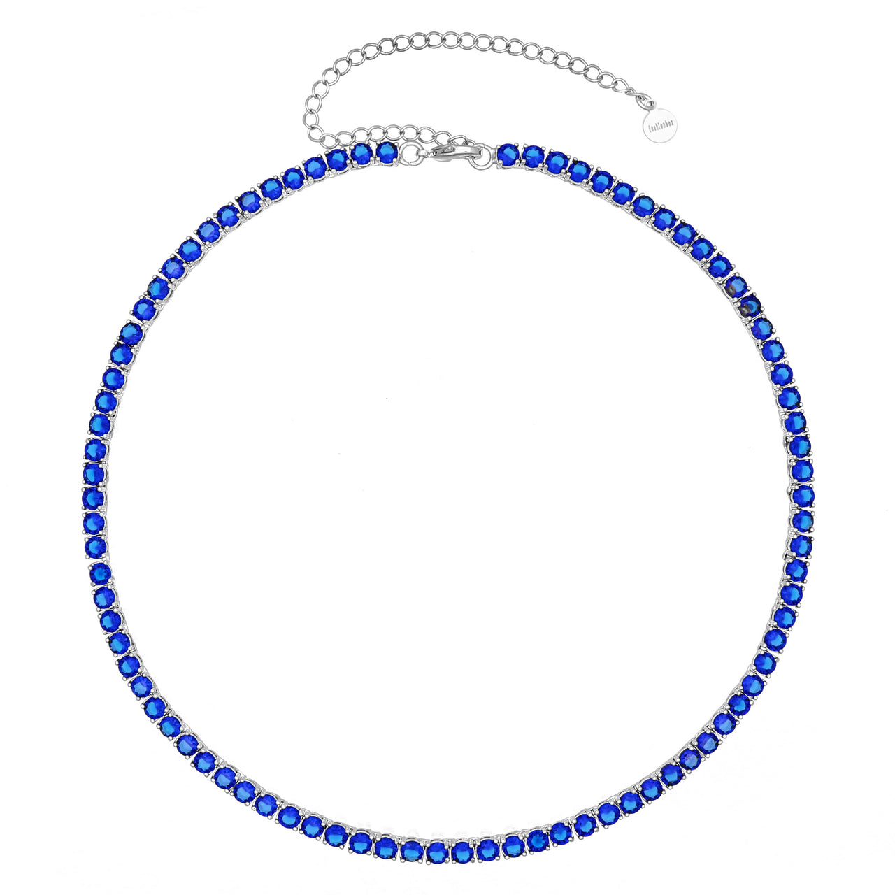 Gigi Tennis Necklace Blue Silver 4mm