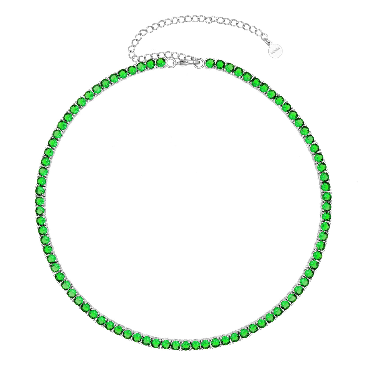 Gigi Tennis Necklace Emerald Silver 4mm