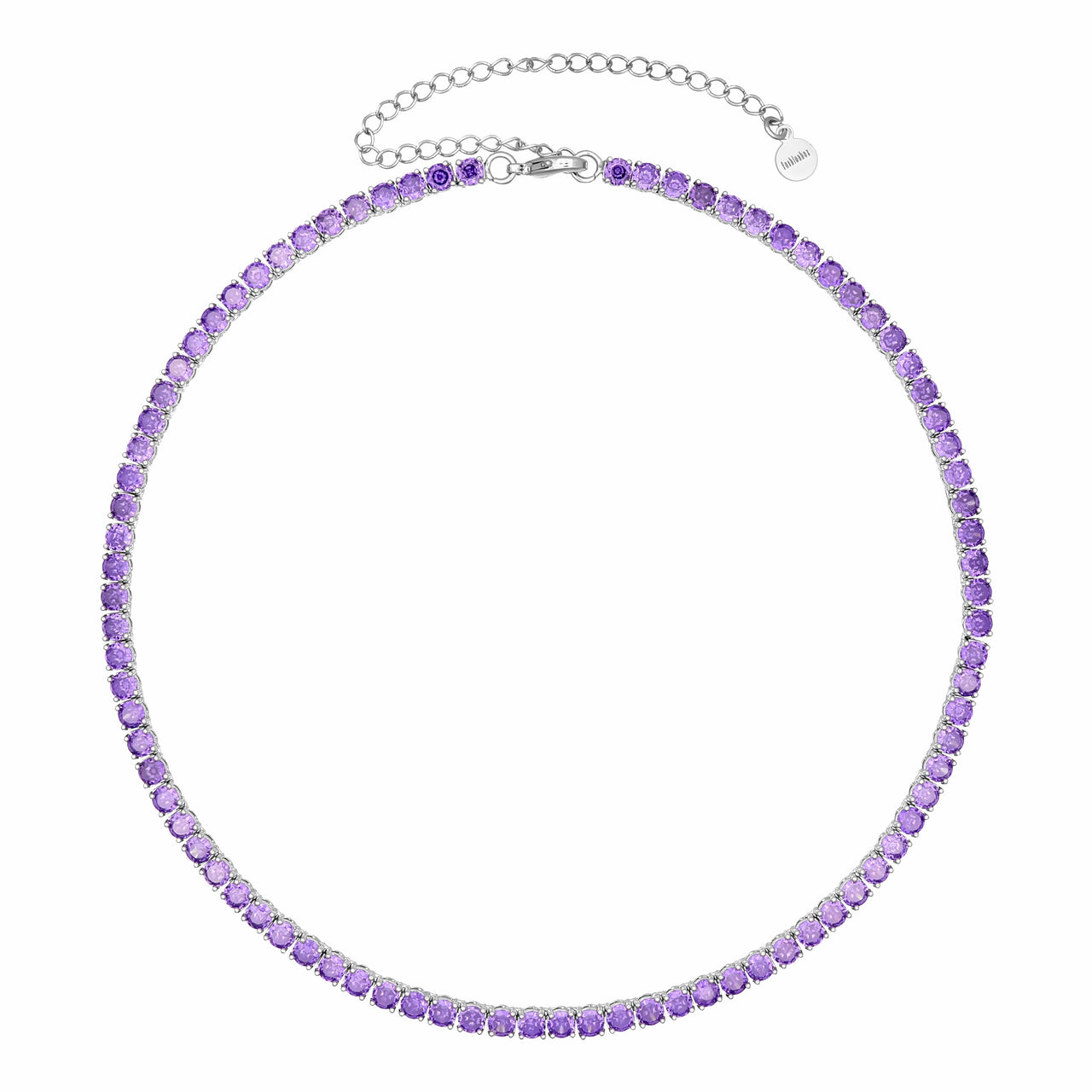 Gigi Tennis Necklace Violet Silver 4mm