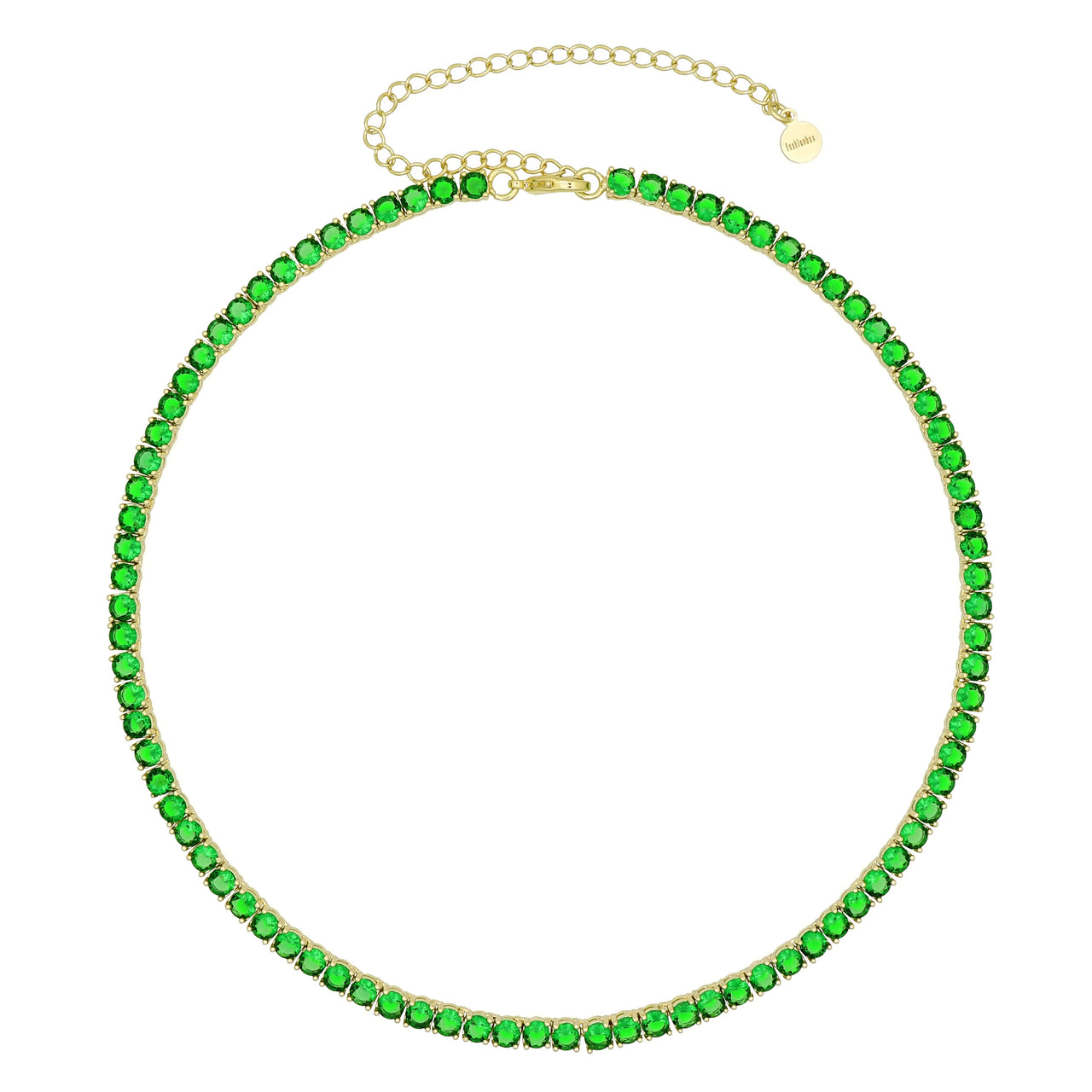 Gigi Tennis Necklace Emerald Gold 4mm