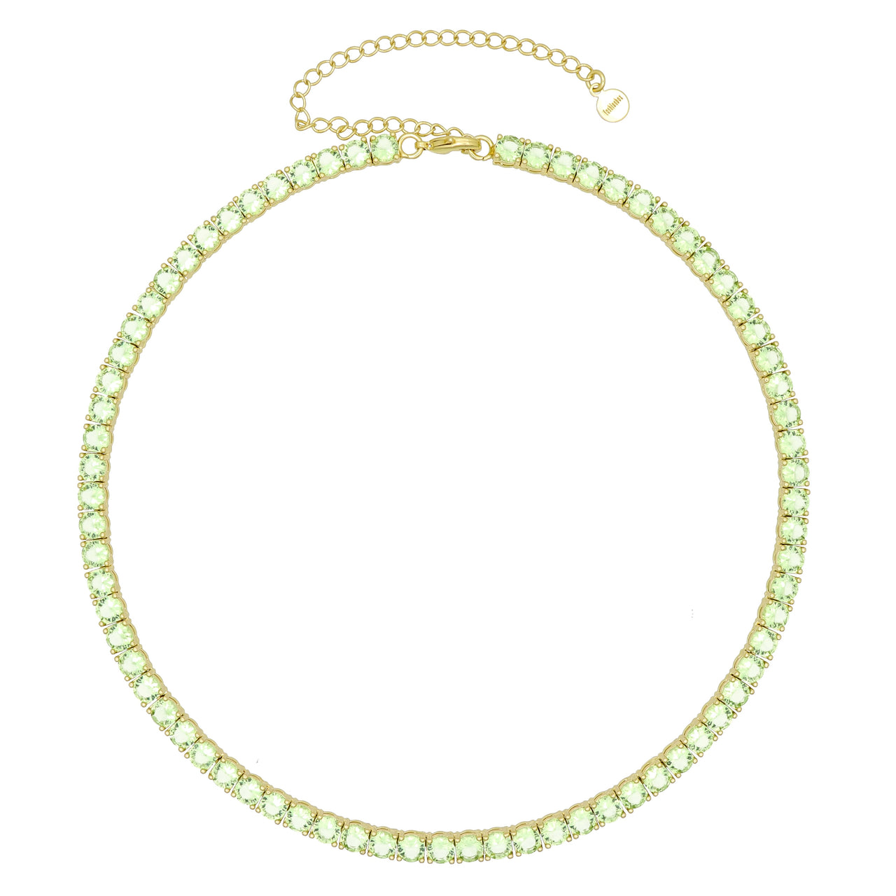 Gigi Tennis Necklace Light Green Gold 5mm