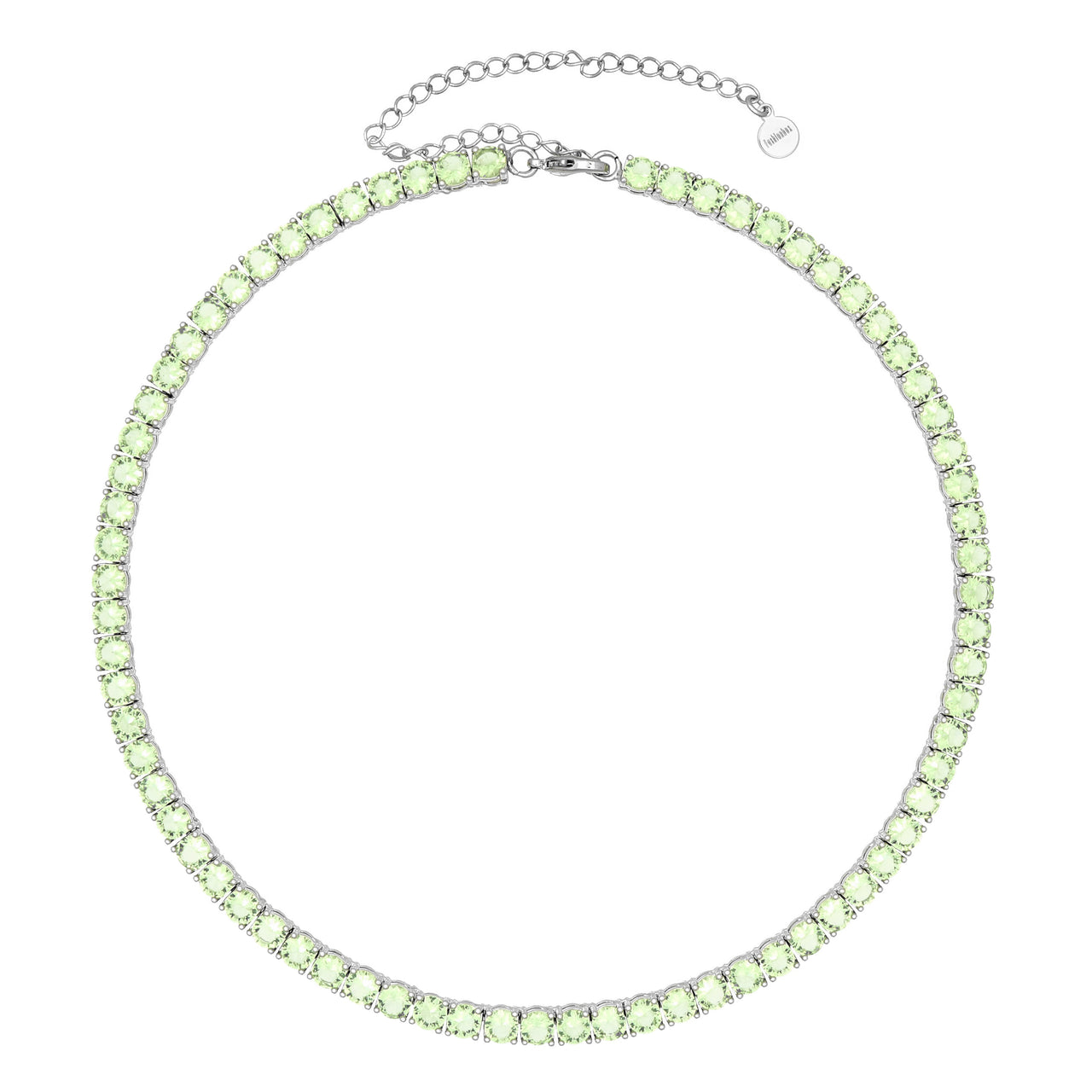 Gigi Tennis Necklace Light Green Silver 5mm