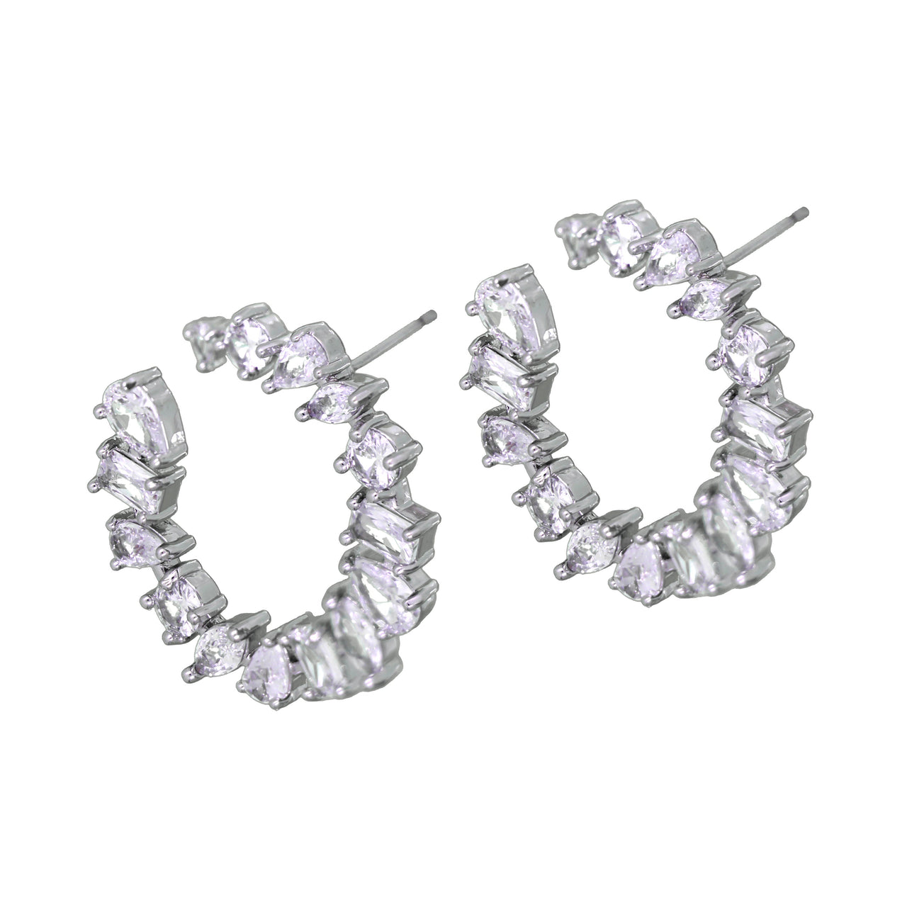 Marilyne Hoops Open Earrings White Silver