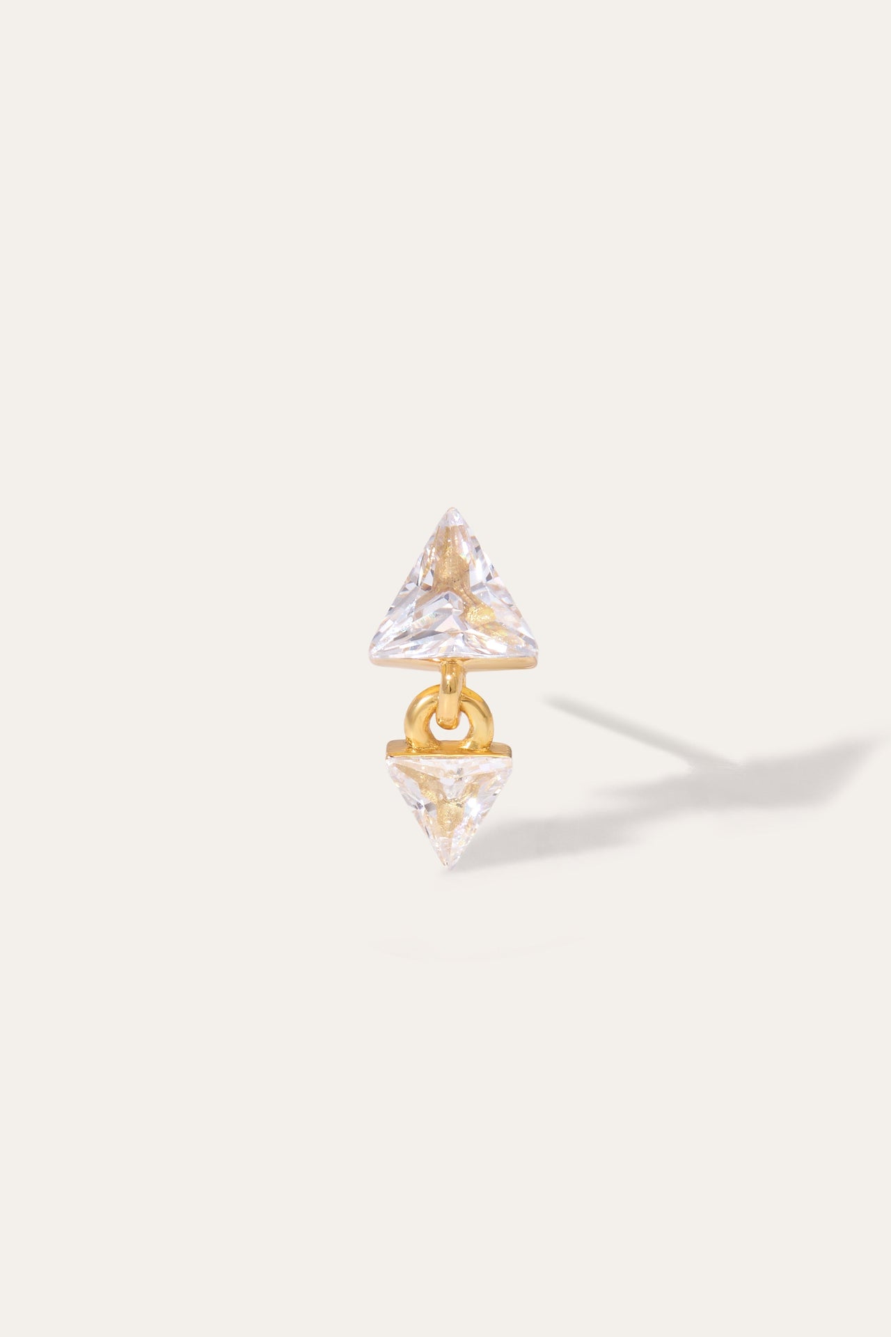 Floating Pyramid Gold Vermeil Stud Earring